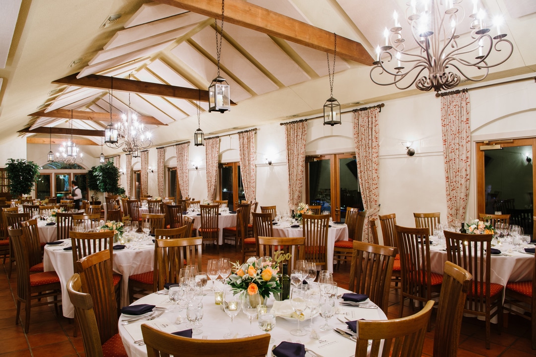 Tables set for dinner at Barboursville Vineyards