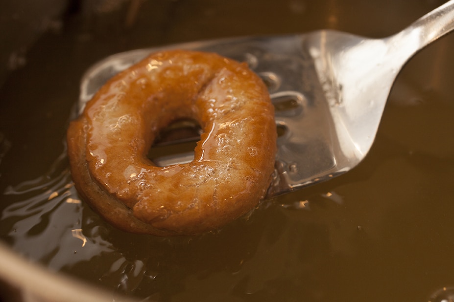 Donuts being fried