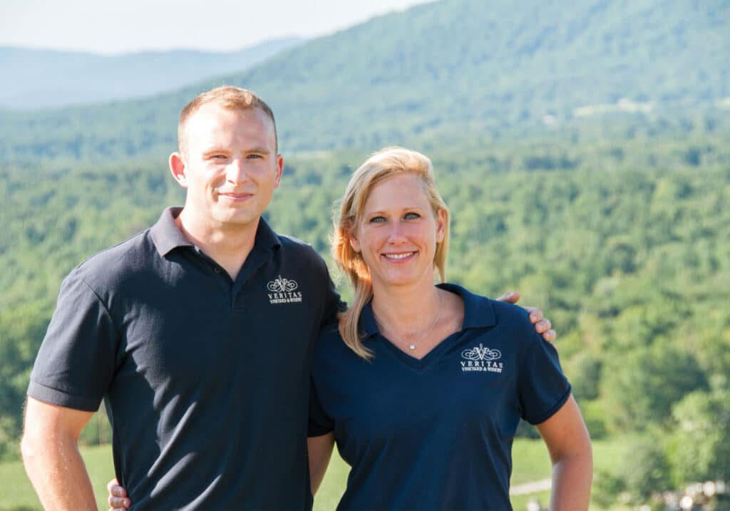 Veritas Vineyards & Winery winemakers emily and elliot