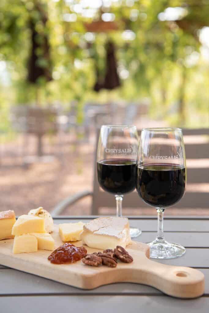 Snacks and wine at Chrysalis Vineyards in Middleburg by photographer RL Johnson