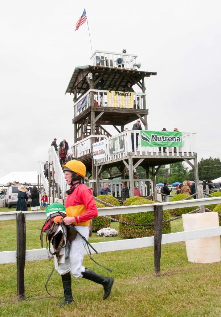 Jockey and spectators at Foxfield races in Charlottesville