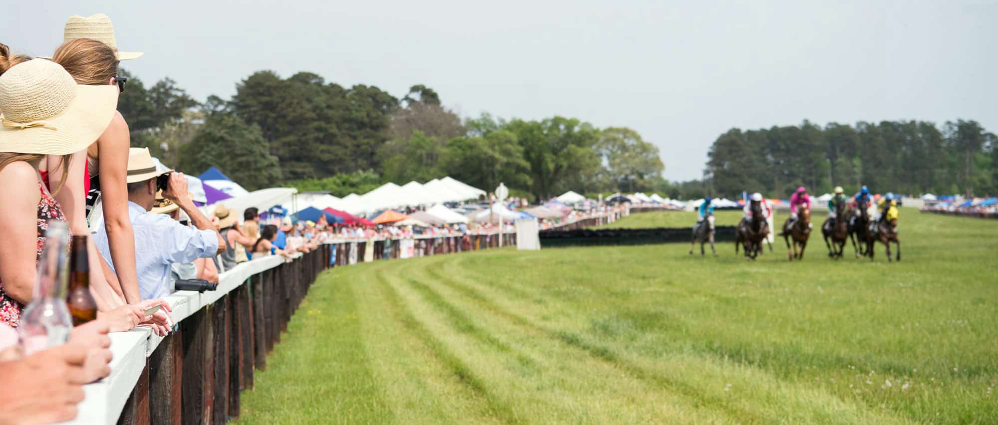 Spectators watching horse racing at the Foxfield races in Charlottesville