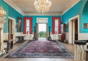 Interior shot of the grand entrance of the Lewis Mountain property