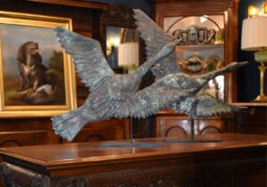 Bronze duck sculpture at Middleburg Antiques Gallery in Middleburg, VA