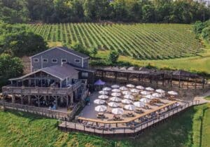 Drone shot of Bluemont Vineyard