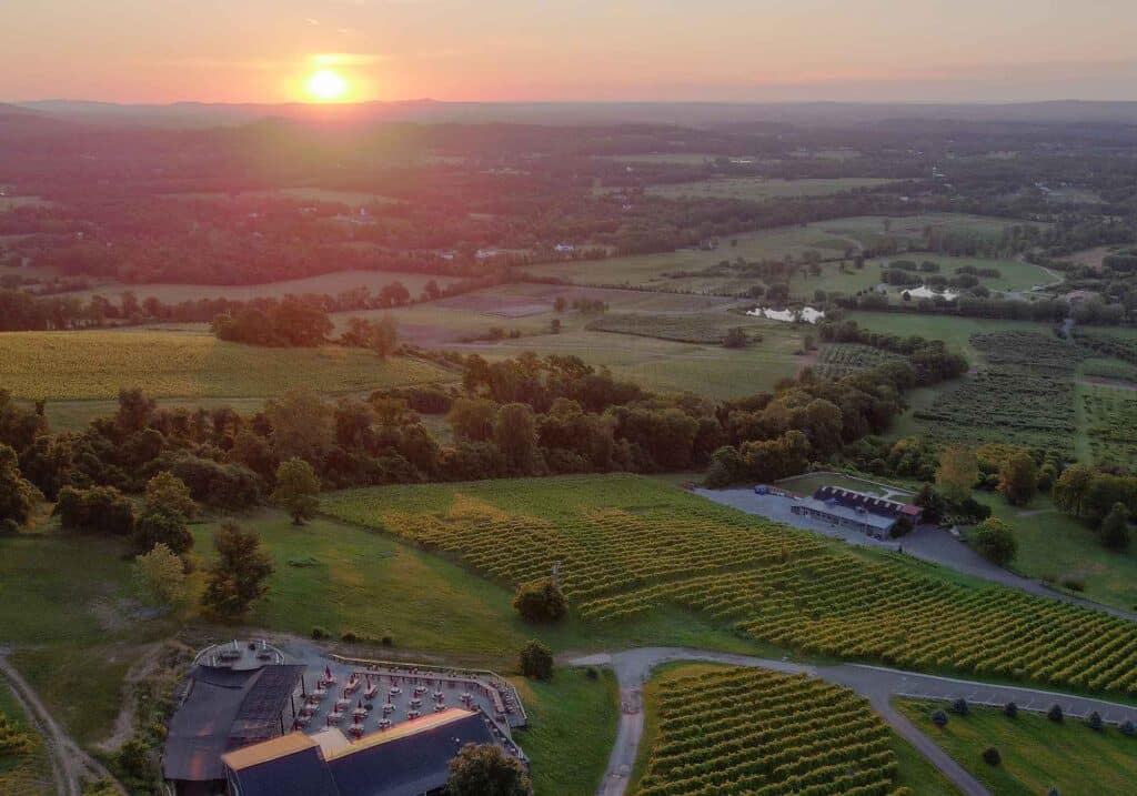 Bluemont vineyard sunrise wine hikes