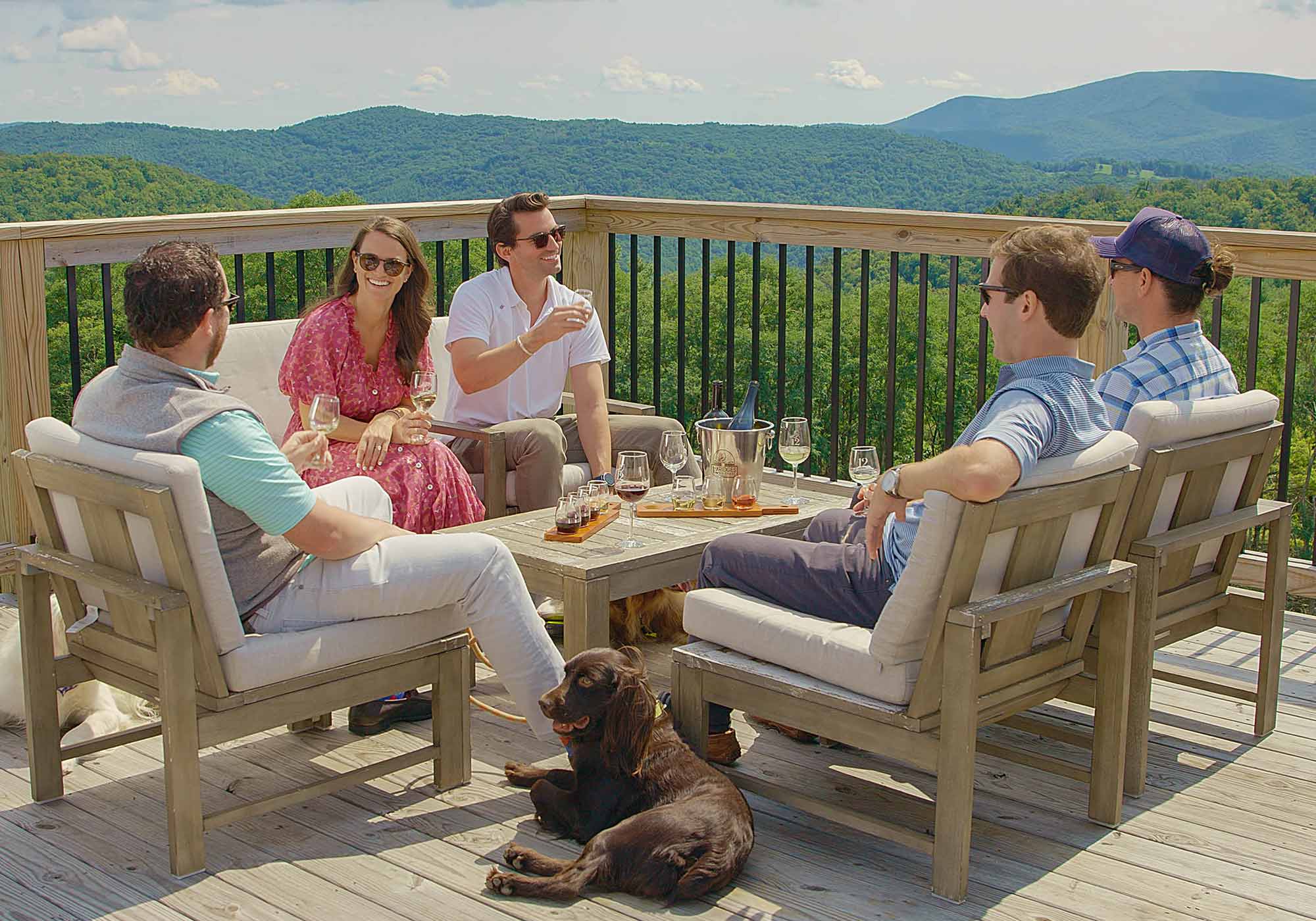 Photo of a small gathering enjoying wine at 12 Ridges Vineyard