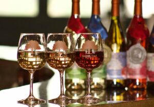 Photo of a flight of wines for guests at Barrel Oak Winery tasting room in Virginia.