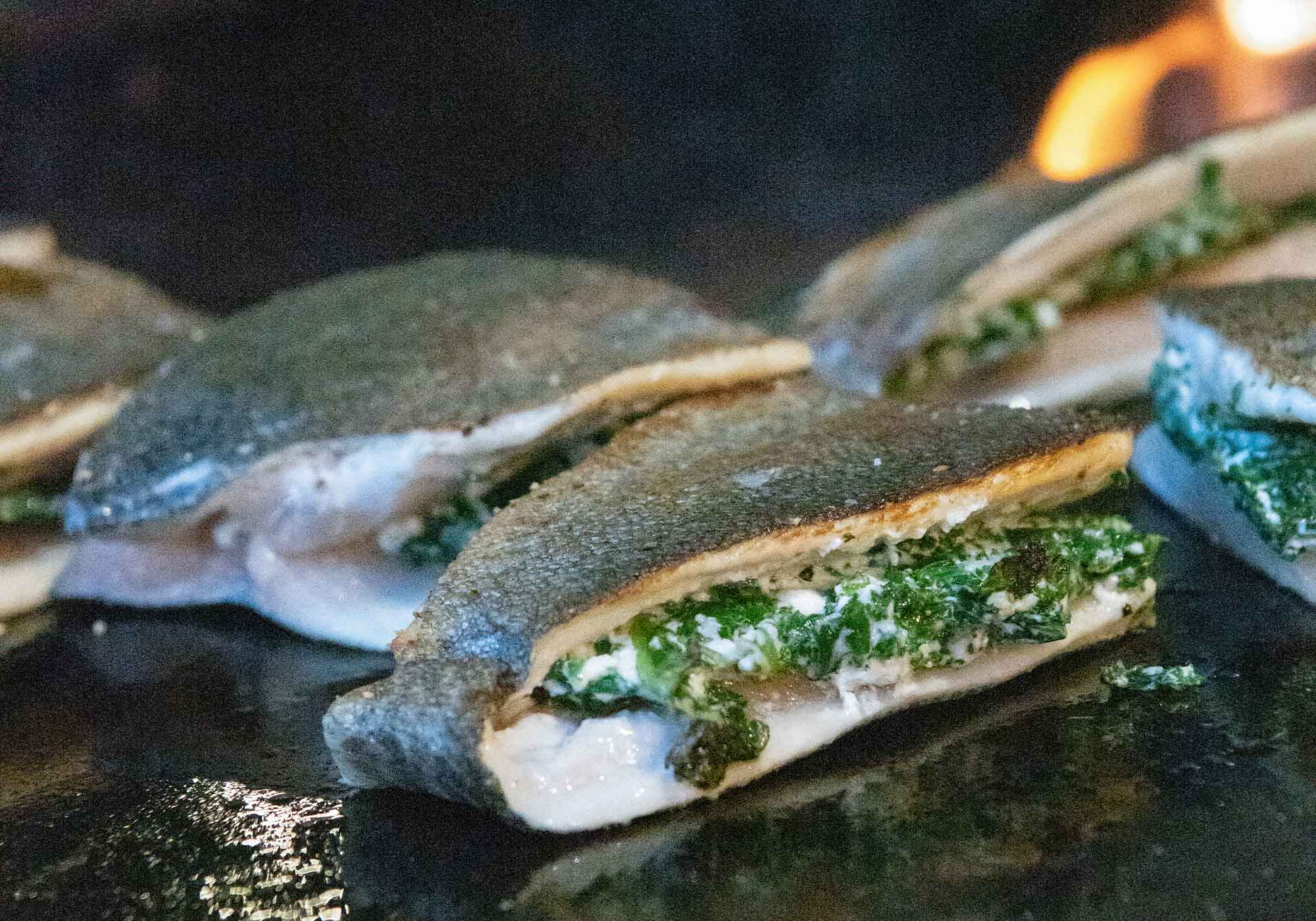 Local trout with Caromont Farm goat cheese cooked at Michael Shaps Winery by Chef Vincent Durquenne and Chef Tim Burgess.