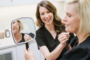 Photo of client receiving facial treatment at Doctor Chance's office