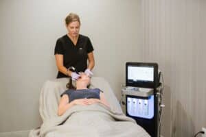 Photo of client receiving facial treatment at Doctor Chance's office