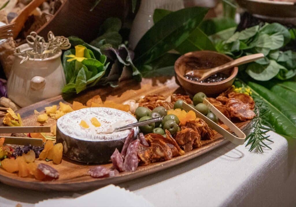 Photo of a Charcuterie board and best of Virginia wines at 2024 Governor's Cup Gala.